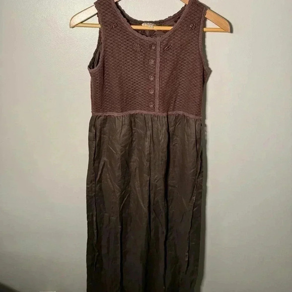 Vintage brown  Fairycore linen blend knit dress M - Picture 2 of 6